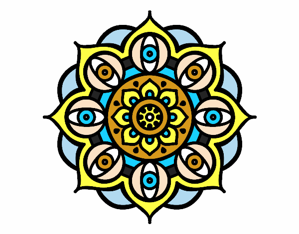 Desenho Mandala olhos pintado por brebeca