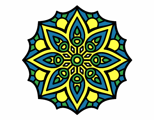 Desenho Mandala simetria simples pintado por brebeca