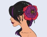 Desenho Penteado de casamento com flor pintado por alice5love