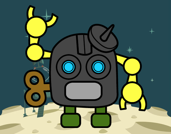 Desenho Robô com antena pintado por vitorcely