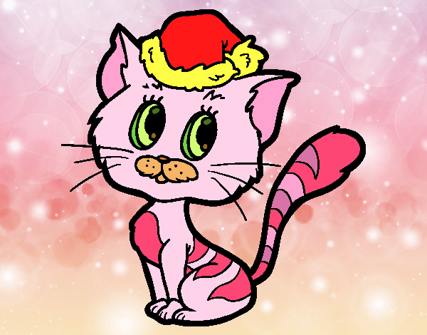 Desenho Um gato do Natal pintado por Tersio