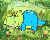 Desenho Dinossauro Tricerátopo pintado por dirce