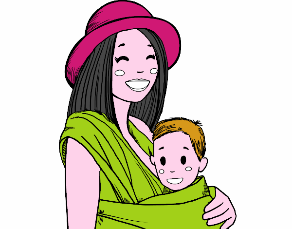 Mãe com o portador de bebê