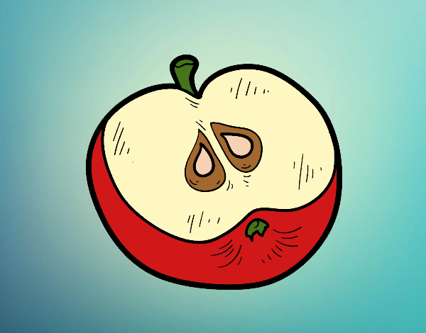 Desenho Metade de uma maçã pintado por marilurdes