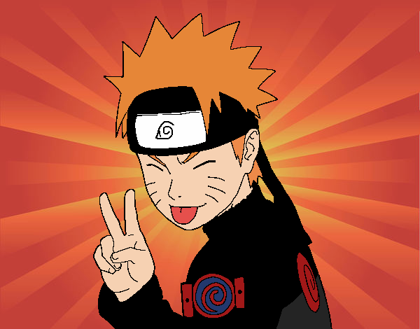 Desenho Naruto puxando para fora a língua pintado por Rayden