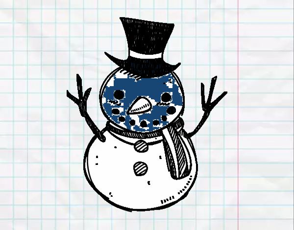 Um boneco de neve com chapéu
