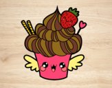 Desenho Cupcake kawaii com morango pintado por ImShampoo