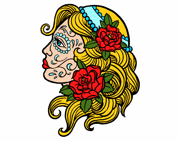 Desenho Tatuagem de Catrina pintado por cledna 