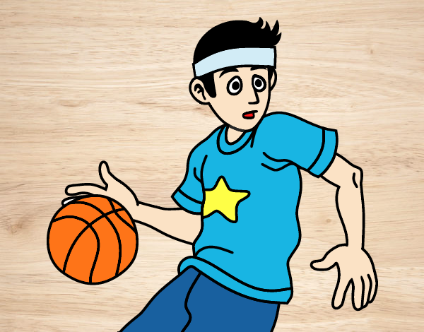 Desenho Junior jogador de basquete pintado por panda