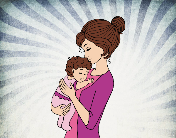 Desenho Mãe levando o bebê pintado por Leticiab