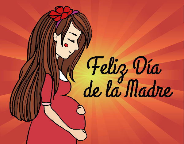 Desenho Mamã grávida no Dia da Mãe pintado por Leticiab