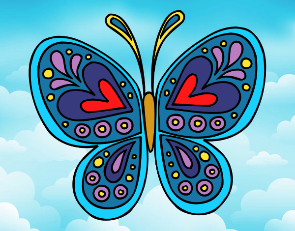 Desenho Mandala borboleta pintado por cledna 