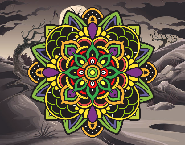 Desenho Mandala decorativa pintado por Pelhon