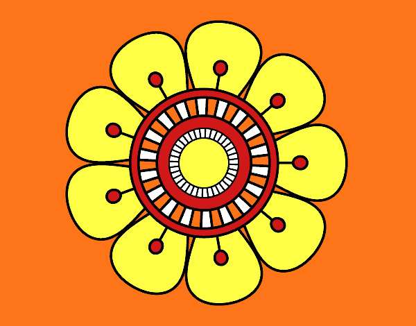Desenho Mandala em forma de flor pintado por cledna 