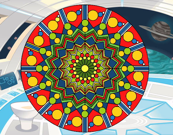 Desenho Mandala flor com círculos pintado por Pelhon