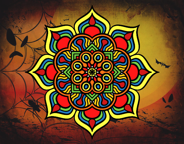 Desenho Mandala flor de fogo pintado por Pelhon