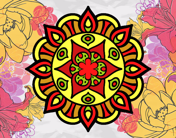 Desenho Mandala vida vegetal pintado por Pelhon