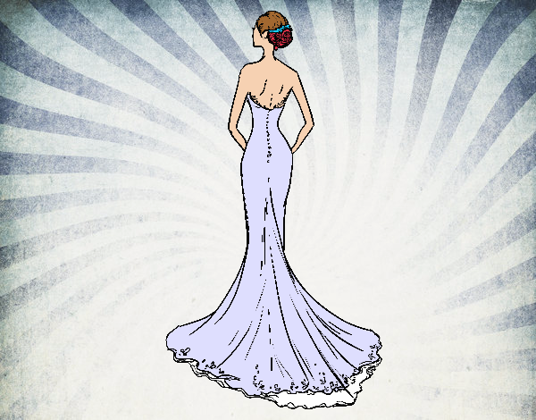 Desenho Vestido de noiva com cauda pintado por Leticiab