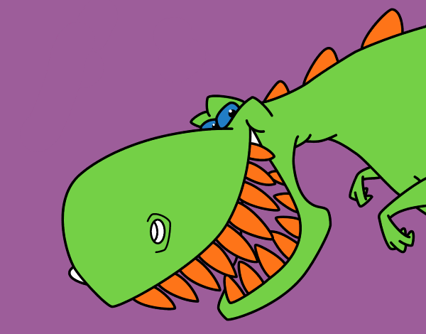 Desenho Dinossauro de dentes afiados pintado por Valdenia