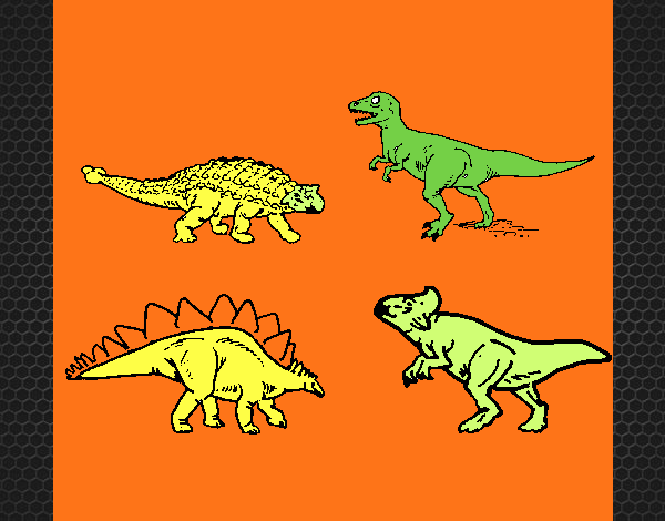 Desenho Dinossauros de terra pintado por Valdenia