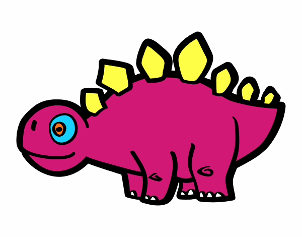 Desenho Estegossauro jovem pintado por Valdenia