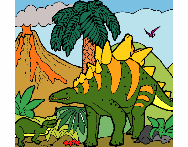 Desenho Família de Tuojiangossauros pintado por LLL321