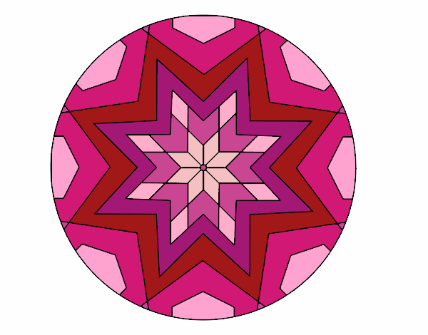 Desenho Mandala mosaico estrela pintado por janett