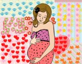 Desenho Mulher gravida feliz pintado por vitorcely