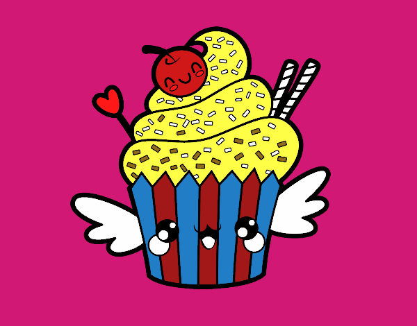 Desenho de Cupcake kawaii para Colorir - Colorir.com