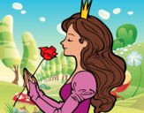Desenho Princesa e rosa pintado por jenyffer 