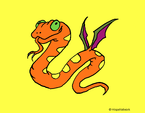 Desenho Serpente com asas pintado por Valdenia