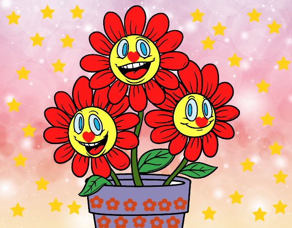 Desenho Vaso de flores pintado por Sil