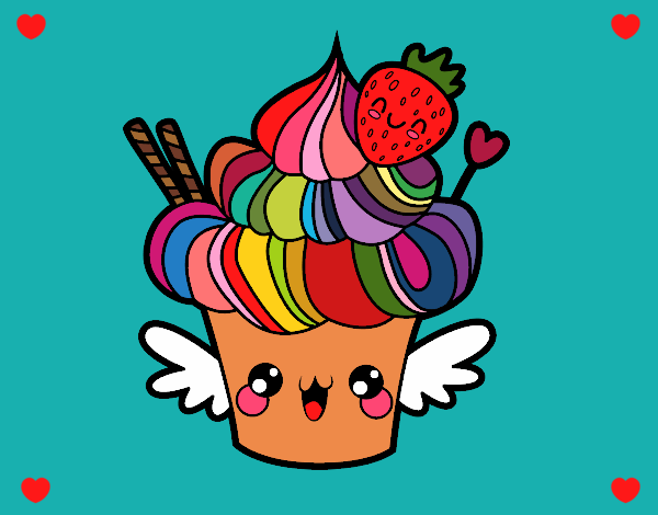 Desenho de Cupcake fofinho pintado e colorido por Usuário não