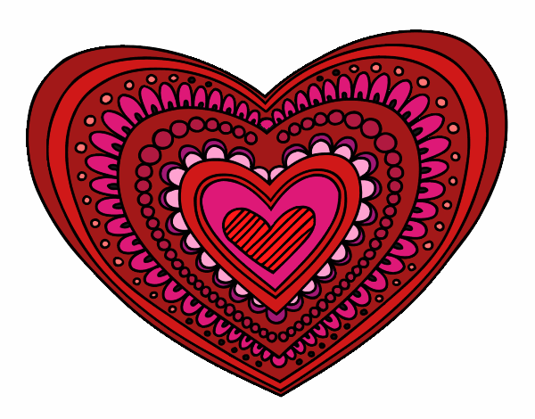 Desenho Mandala coração pintado por Lizz