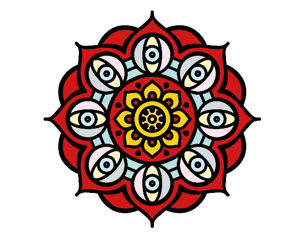 Desenho Mandala olhos pintado por janett