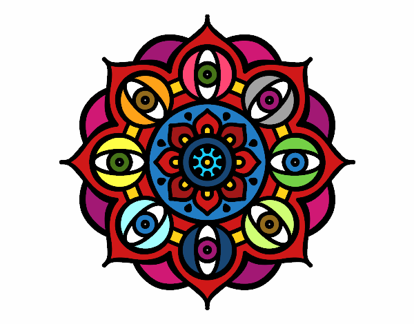 Desenho Mandala olhos pintado por Lizz