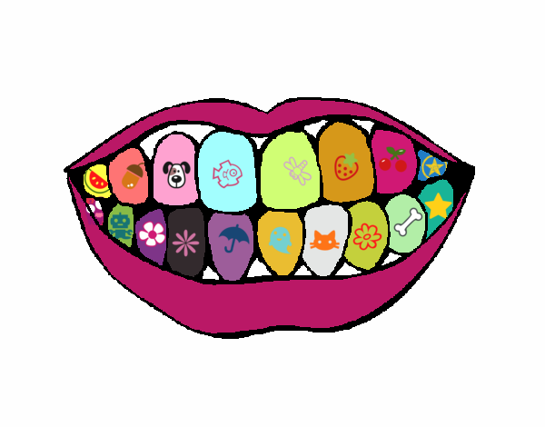 Desenho de Boca e dentes pintado e colorido por Ritucha o dia 25 de Março  do 2016