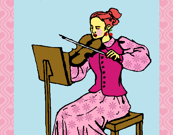 Desenho Dama violinista pintado por Arteando
