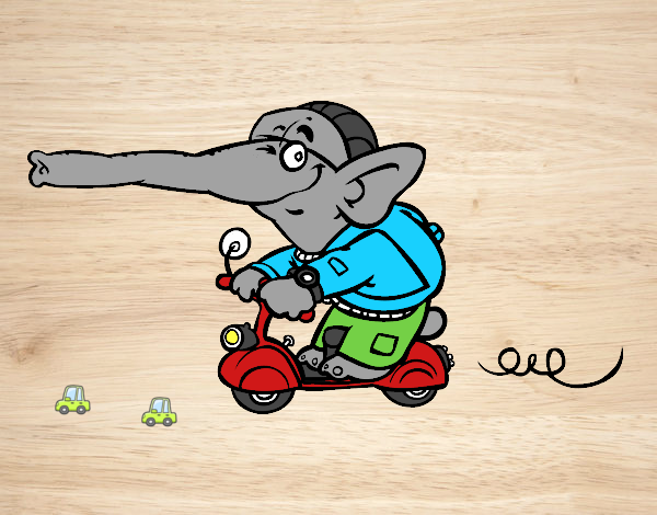 Desenho Elefante numa moto pintado por 2016