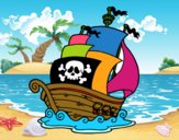 Desenho Navio de piratas pintado por Danievi