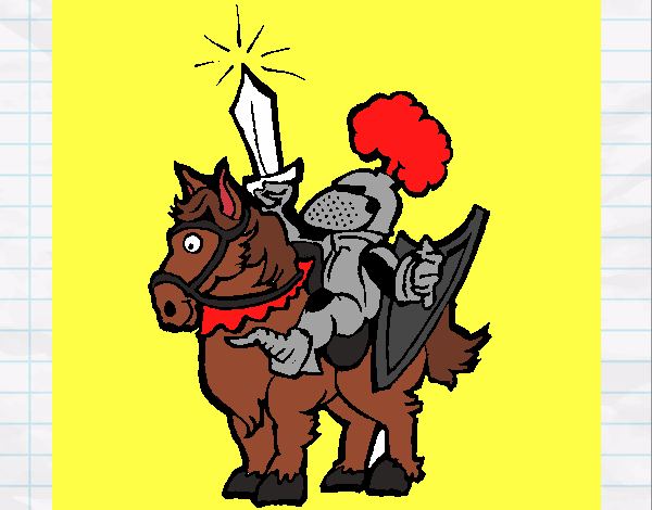 Desenho Cavaleiro a alçar a espada pintado por MILHANI
