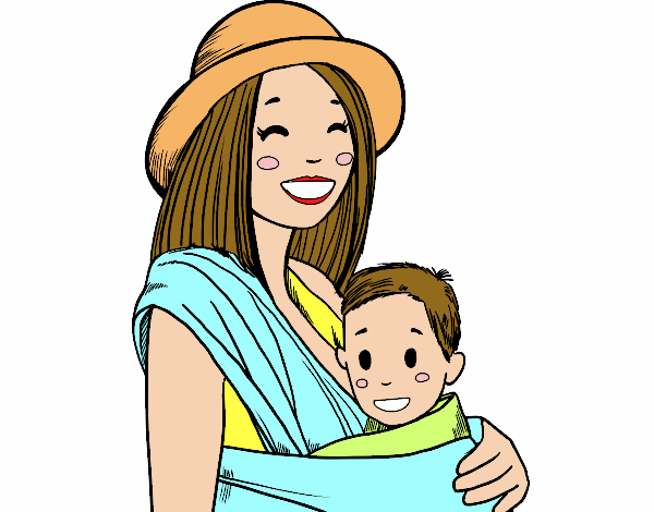 Mãe com o portador de bebê