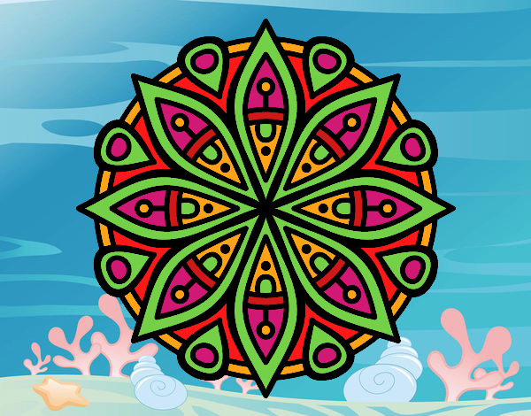 Desenho Mandala para a concentração pintado por OZAA