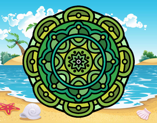 Desenho Mandala para relaxamento mental pintado por OZAA