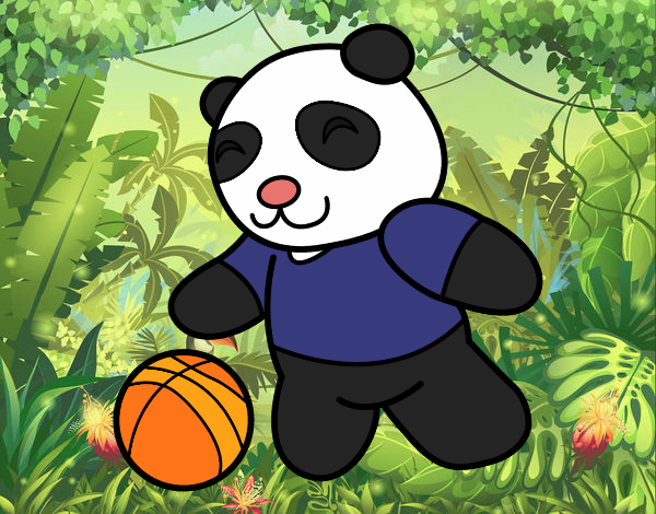 Desenho Panda com bola pintado por LLL321