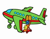 Desenho Avião levando bagagem pintado por AKIRO