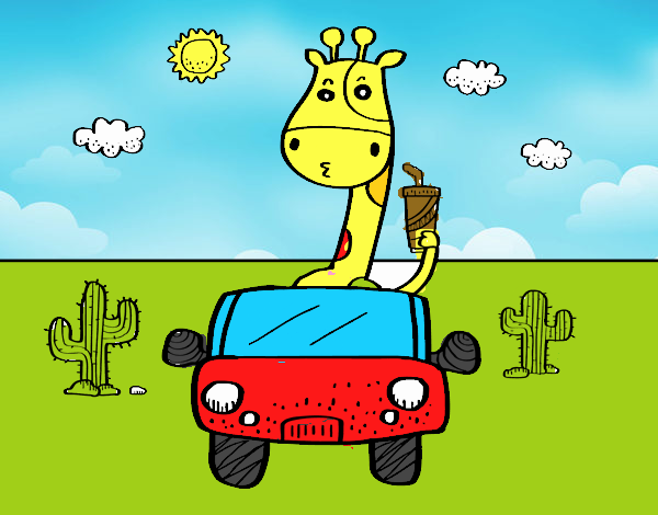 Desenho Girafa de condução pintado por AKIRO