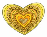 Desenho Mandala coração pintado por janett
