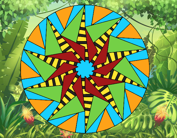 Desenho Mandala sol triangular pintado por OZAA