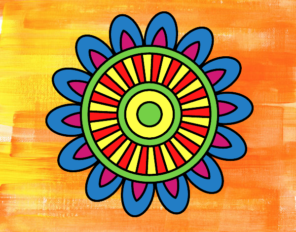 Desenho Mandala solar pintado por OZAA